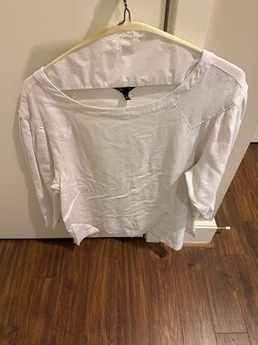 Banana Republic Linen Blend Tie Waist White Boatneck Tunic Top